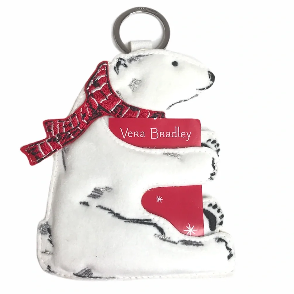 Vera Bradley Gift Card Bag Charm Beary Merry White